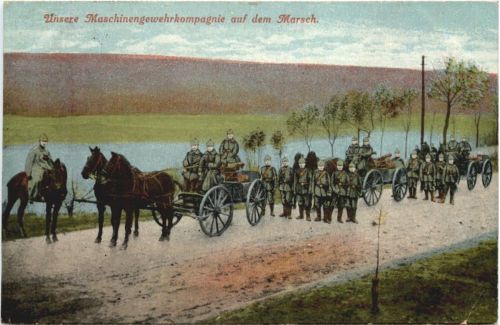 Unsere Maschinengewehrkompagnie auf dem Marsch