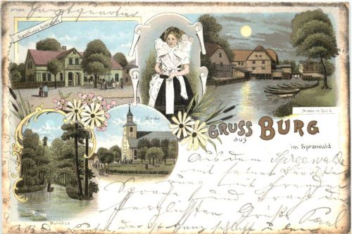 Burg - Gruss aus dem Spreewald - Litho