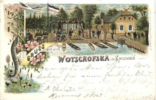 Gruss aus der Wotschofska im Spreewald - Litho