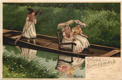 Gruss aus dem Spreewald - Litho - Künstler AK Mailick - Litho