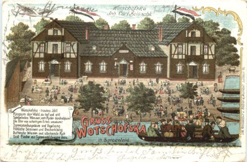 Gruss aus der Wotschofska im Spreewald - Litho