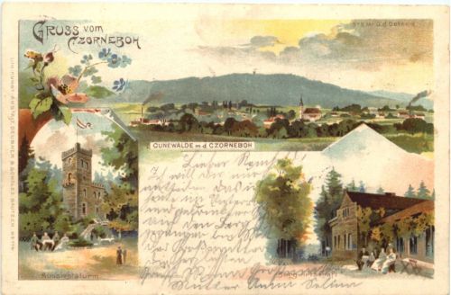 Cunewalde mit dem Czerneboh - Litho