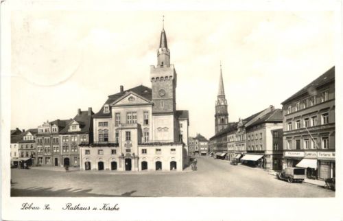 Löbau in Sachsen - Rathaus und Kirche