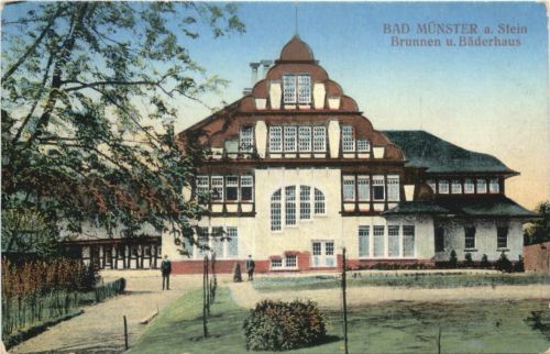 Bad Münster am Stein - Brunnen und Bäderhaus