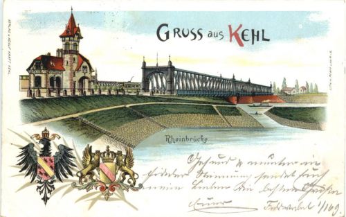 Gruss aus Kehl am Rhein - Litho