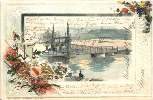 Kehl am Rhein - Litho Prägekarte