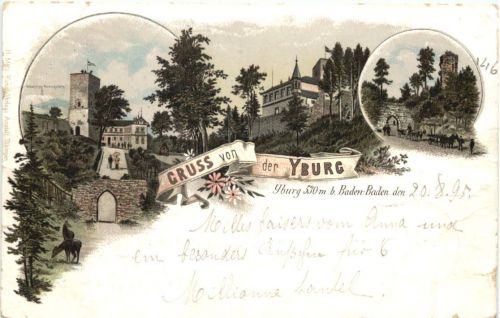Gruss von der Yburg bei Baden-Baden - Litho