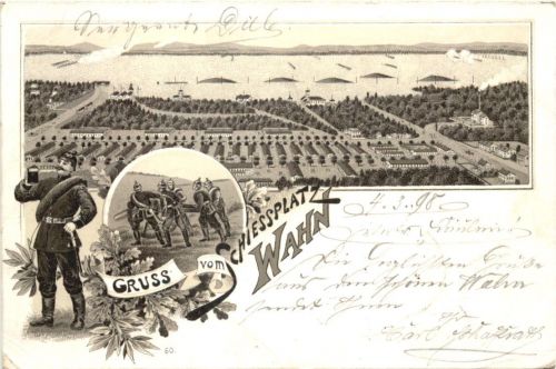 Gruss vom Schiessplatz Wahn - Litho