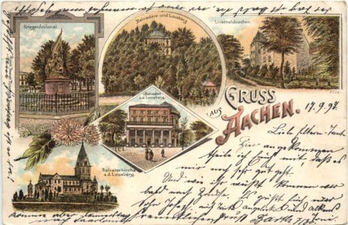 Gruss aus Aachen - Litho