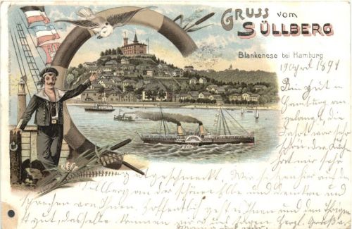 Blankenese - Gruss vom Süllberg - Litho
