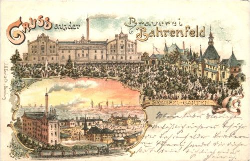 Gruss aus der Brauerei Bahrenfeld - Litho