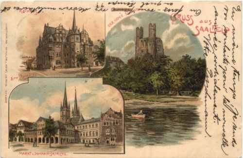 Gruss aus Saalfeld a. Saale - Litho