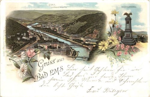 Gruss aus Bad Ems - Litho
