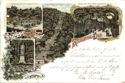Gruss vom Malberg Ems - Litho