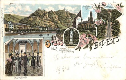 Gruss aus Bad Ems - Litho