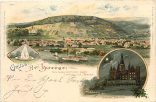 Grusss aus Bad Hönningen Rhein - Litho
