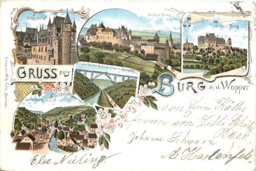 Gruss aus Burg an der Wupper - Litho