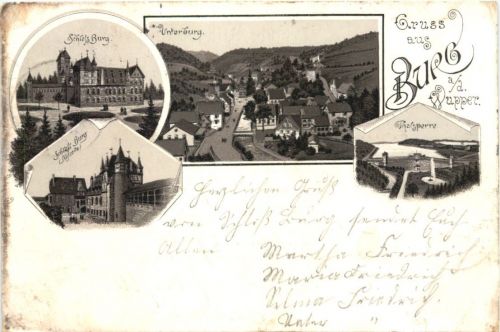 Gruss aus Burg an der Wupper - Litho 1895
