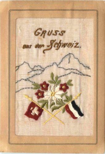 Gruss aus der Schweiz - Bestickte Karte
