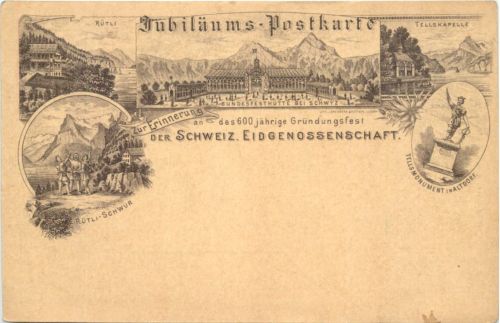 Schwyz - Jubiläums Postkarte Schweiz 1891 - Vorläufer