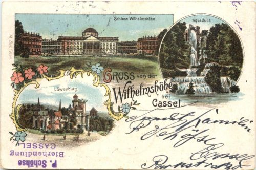 Gruss von der Wilhelmshöhe Kassel - Litho