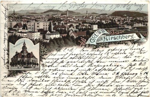 Gruss aus Hirschberg in Schlesien - Litho