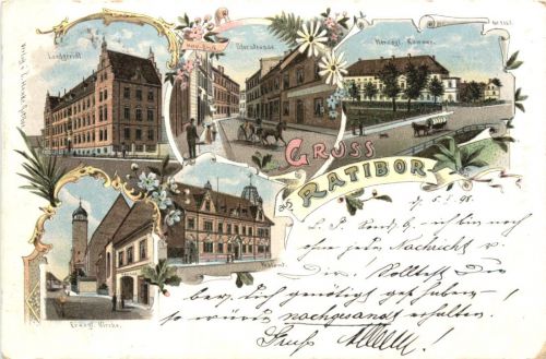 Gruss aus Ratibor - Litho - Schlesien