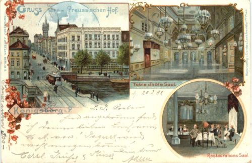 Königsberg in Preussen - Gruss aus dem Preussischen Hof - Litho