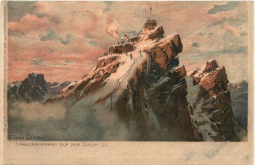 Zugspitze - Künstler Ak Zeno Diemer