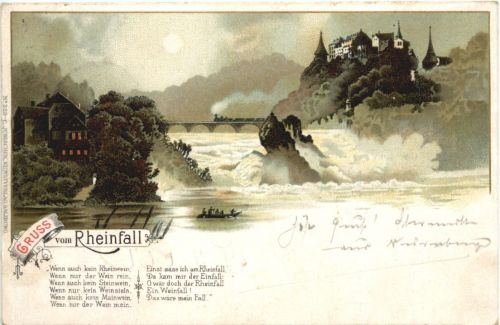 Gruss vom Rheinfall - Litho