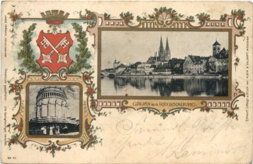 Gruss aus Regensburg - Litho
