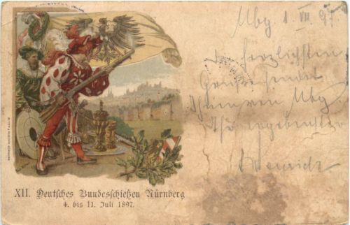 Nürnberg - Bundesschiessen 1897 - Ganzsache- Litho
