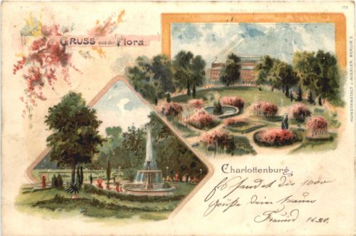 Charlottenburg - Gruss aus der Flora - Litho