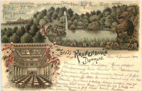 Dortmund - Gruss von der Kronenburg - Litho