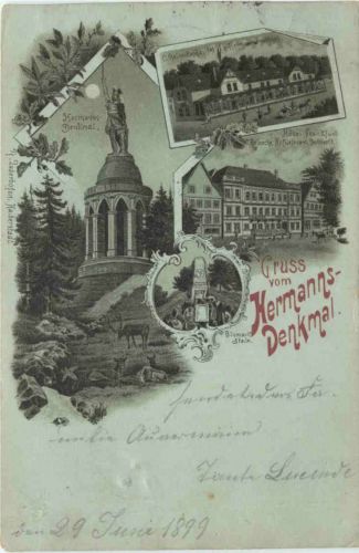 Detmold - Gruss vom Hermanns Denkmal - Litho