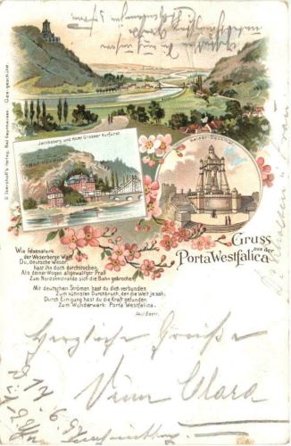 Gruss aus der Porta Westfalica - Litho