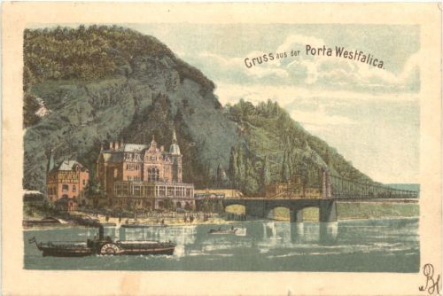 Gruss aus der Porta Westfalica - Litho