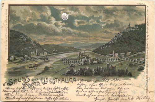 Gruss aus der Porta Westfalica - Litho