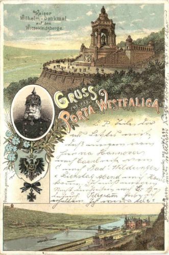 Gruss aus der Porta Westfalica - Litho