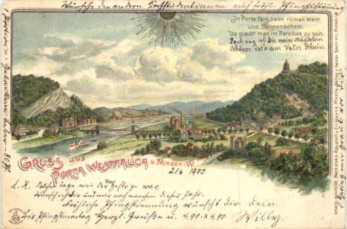Gruss aus der Porta Westfalica - Litho