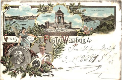 Gruss aus der Porta Westfalica - Litho