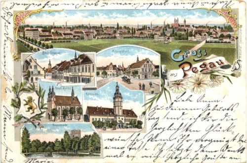 Gruss aus Pegau - Litho