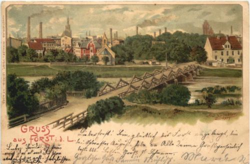 Gruss aus Forst in der Lausitz - Litho
