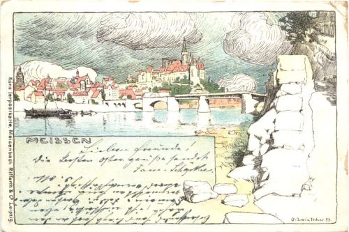 Meissen an der Elbe - Litho