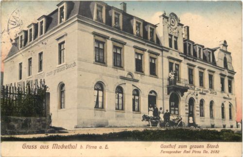 Gruss aus Mockethal bei Pirna - Gasthof zum grauen Storch