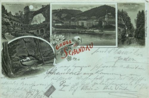 Gruss aus Schandau a. Elbe - Litho