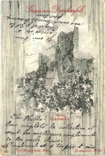 Gruss vom Drachenfels - Litho