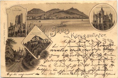 Gruss aus Königswinter am Rhein - Litho