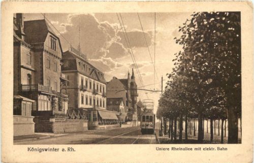 Königswinter am Rhein - Untere Rheinallee mit Strassenbahn
