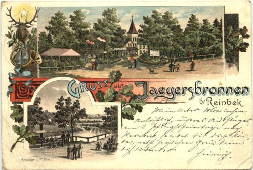 Gruss aus Jaegersbronnen bei Reinbek - Litho